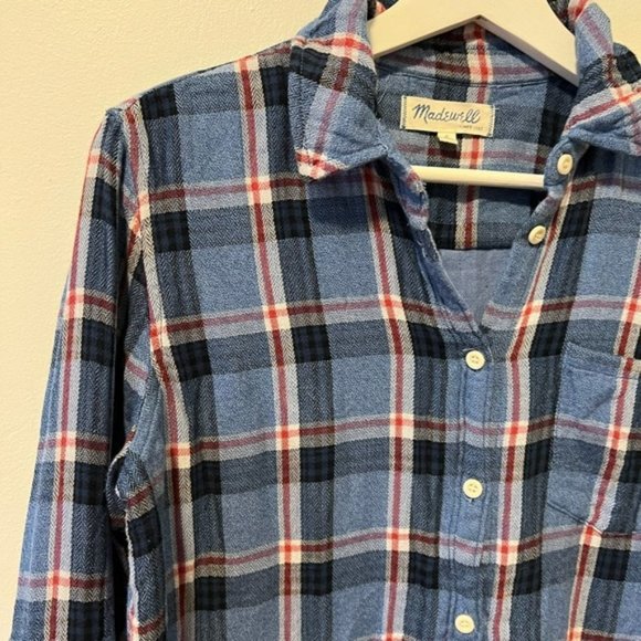 Madewell Blue Plaid Flannel - Picture 3 of 10